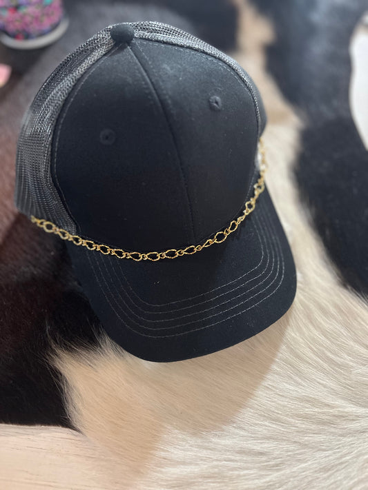 Gold chain hat band