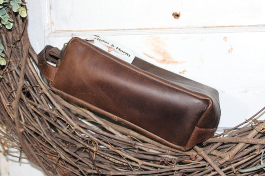 Leather toiletry bag