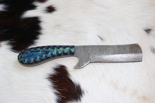 Bull Cutter Blue/Green Color handle - 8 inch Damascus steel with sheath