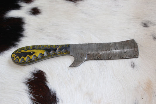 Bull Cutter yellow/black Color handle - 8 inch Damascus steel with sheath